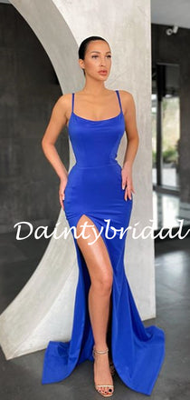 Sexy V-neck Spaghetti Strap Mermaid Prom Dresses Evening Dresses.DB10799