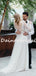 Simple Round Neck Long Sleeve Tulle Lace Long Wedding Dresses, DB10743