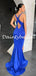 Sexy V-neck Spaghetti Strap Mermaid Prom Dresses Evening Dresses.DB10799