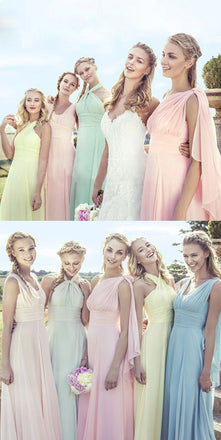 Junior Young Girls Simple Cheap Chiffon Convertible Mismatched Styles Bridesmaid Dresses for Wedding Party, WG148