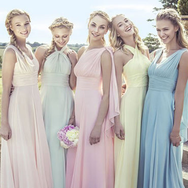 Junior Young Girls Simple Cheap Chiffon Convertible Mismatched Styles Bridesmaid Dresses for Wedding Party, WG148