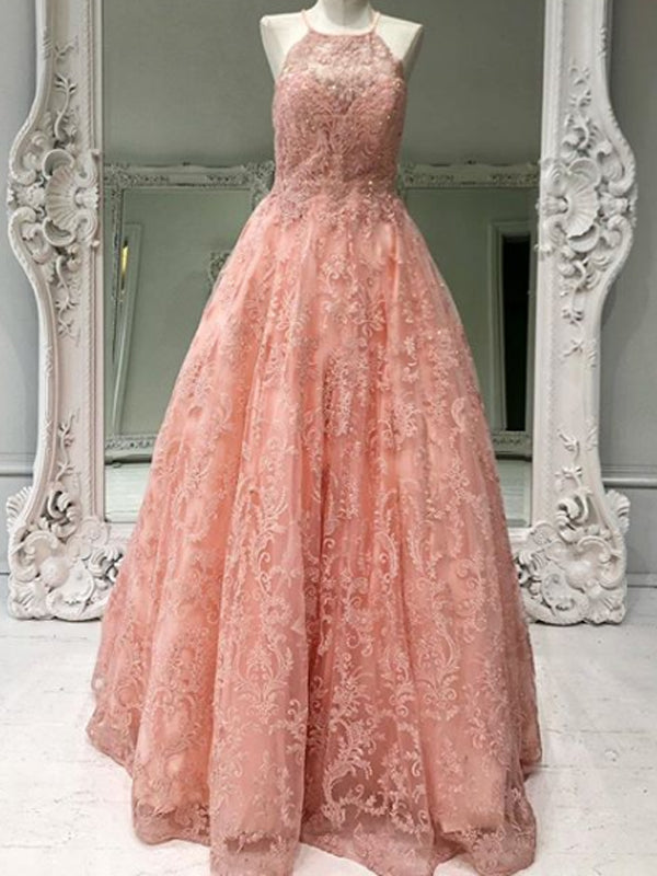 Charming Tulle Lace A-line Long Prom Dresses Evening Dresses.DB10603