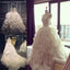 Spaghetti Strap Lace Top Unique Design Ruffles Ball Gown Cathedral Train Wedding Party Dresses,  WD0014