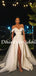 Sexy Off-shoulder Satin Satin Side Slit A-line Prom Dresses Evening Dresses.DB10796