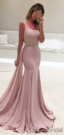 Mermaid Asymmetric Sleeveless Long Prom Dresses With Train.DB10165
