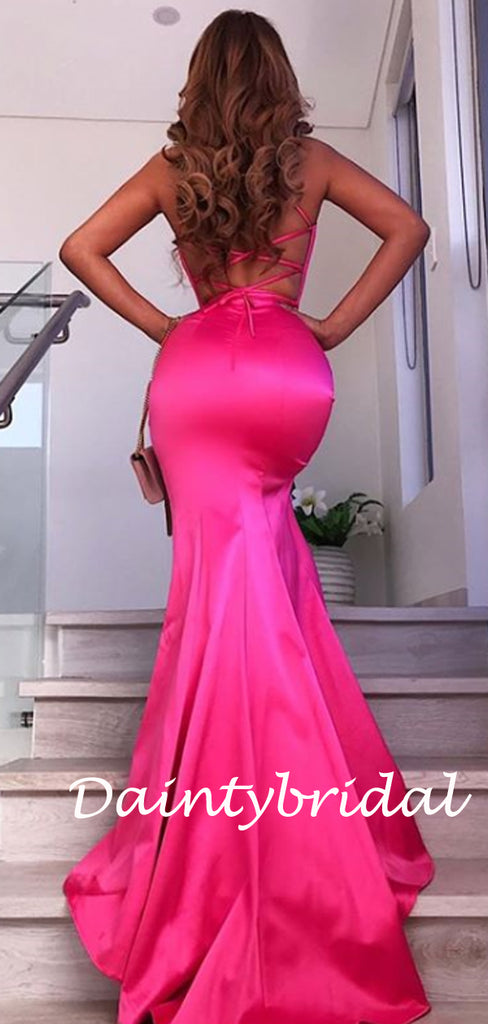 Charming V-neck Spaghetti Strap Mermaid Long Prom Dresses.DB10814