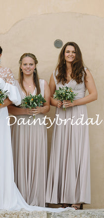 Simple V-neck Floor Length Long Bridesmaid Dresses.DB10772