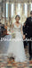 Charming V-neck Long Sleeve A-line Tulle Lace Long Wedding Dresses, DB10745