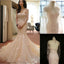 Shawl Long Illusion Sleeve Sweetheart Mermaid Backless Appliques Chapel Trailing Wedding Dresses, WD0160