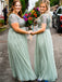 Elegant V-neck Sequin Tulle Floor-length Long Bridesmaid Dresses Online.DB10847