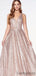 Sexy V-neck Sequin A-line Floor Length Long Prom Dresses.DB10168
