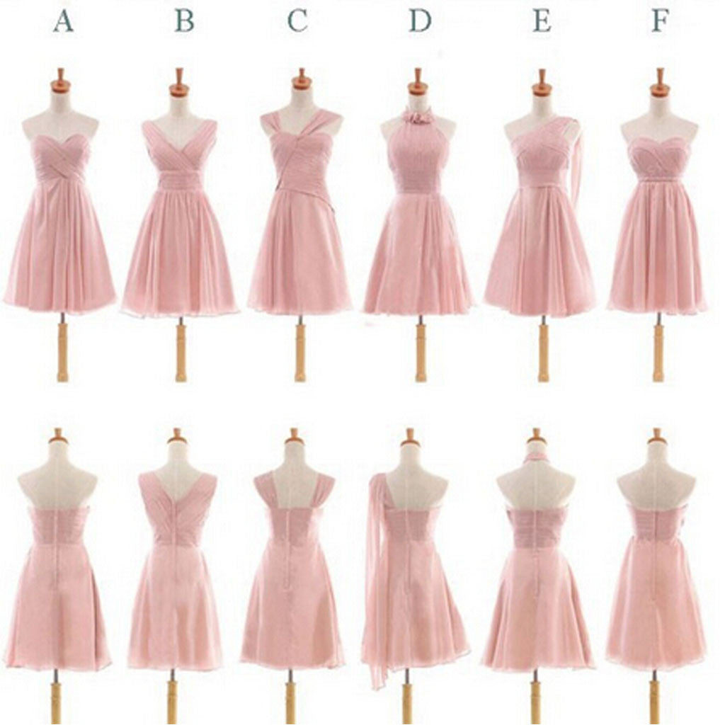 knee length blush pink bridesmaid dresses