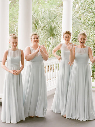 Simple Sweetheart A-line Chiffon Floor-length Long Bridesmaid Dresses.DB10775