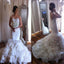Elegant Strapless Sweetheart Mermaid Charming Ruffles Floral Unique Wedding Bridal Gown Dresses. WD0118
