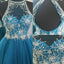 A-line Chiffon Rhinestone Beads High Neckline Open Back Sweetheart Sequins Knee Length Homecoming Dress,BD0107