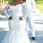 Vintage Long Illusion Sleeve Off Shoulder Sabrina  Mermaid Plush Size Sexy Wedding Party Dress, WD0182
