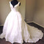 Elegant Strapless V-neck Full Floral Prints Lace Long Train Ball Gown Dainty Bridal Wedding Dress. DB0150