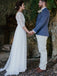 Charming Scoop Neck Lace Chiffon 1/2 Sleeve Long Wedding Dresses.DB10636