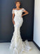 Elegant Lace Off-shoulder Mermaid Long Wedding Dresses.DB10066