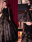 Special Black Tulle Lace Scoop Neck Long Sleeve A-line Ball Gown Prom Dress Wedding Dresses, WD166