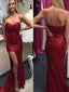 Popular Sweetheart Strapless Mermaid Sequined Sparkly Sexy With High Split Slit Long Prom Dresses. DB080