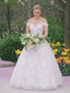 Charming Off-shoulder Lace A-line Zipper Up Long Wedding Dresses.DB10049