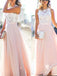 Elegant Round Neck Sleeveless A-line Chiffon Lace Prom Dresses.DB070