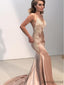 Sexy V-neck Mermaid Long Prom Dresses Open Back Evening Dresses.DB10121