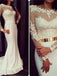 New Arrival Ivory Lace Long Sleeve Sexy Mermaid Charming Open Back Party Gown Prom Dress,PD0118