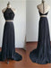 Two Pieces Halter High Neck Beading Top Newest Simple Chiffon Evening  Party Prom Dress,PD0061