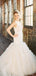 Sleeveless Lace Open Back Organza Ivory Ruffles Mermaid Wedding Dresses , WD0087
