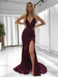 Popular V-neck Long Mermaid Side Slit For Teens Prom Gown Dresses. DB1040