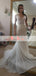 Stunning Fully Lace Backless V-neck Mermaid Pleating Bottom Vintage Popular  Wedding Dresses,DB0122