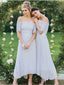 Off-shoulder Chiffon With Lace Ankel Length A-line Bridesmaid Dresses.DB10240