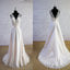 Column Sleeveless Special Wheat Color  V-Neck V-Back High Waist Lace Sweep Trailing Wedding Dresses, WD0023