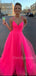Charming Spaghetti Strap A-line Long Prom Dresses Side Slit Evening Dresses.DB10411