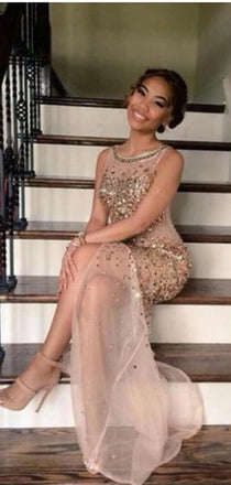 Sparkly Sequin Sleeveless Evening Party Long Prom Dresses,PD0144