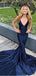 Mermaid V-neck Open Back Long Prom Dresses Evening Dresses.DB10319