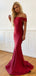 Off-shoulder Mermaid Satin Long  Prom Dresses Evening Dresses.DB10262