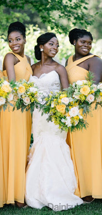 Charming A-line Long Floor Length Chiffon Bridesmaid Dresses.DB10342