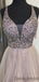 Sexy V-neck Tulle Open Back Prom Dresses Evening Dresses.DB10285