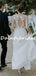 Charming See-through Tulle Side Slit Simple Open Back Wedding Dresses, DB10732
