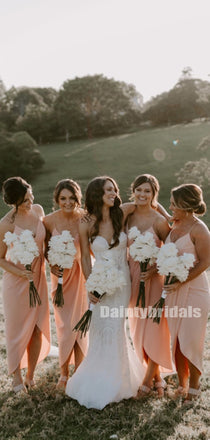 Popular V-neck Mermaid Side Slit Simple Bridesmaid Dresses Online.DB10850