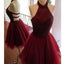 New Arrival Burgundy Halter Beaded Open Back Unique  homecoming dress,BD00108