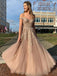 Charming Off-shoulder A-line Tulle lace Long Prom Dresses Evening Dresses.DB10606