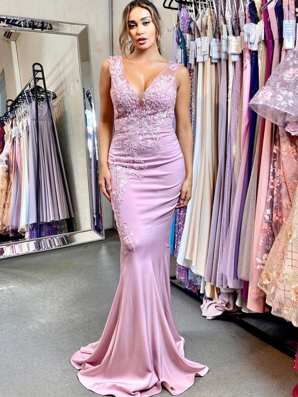 Mermaid V-neck Spaghetti Strap Long Prom Dresses Evening Dresses.DB10816