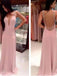 Pretty Deep V-neck Lace Spaghetti Strap Pink Evening party Prom Dresses,PD0076