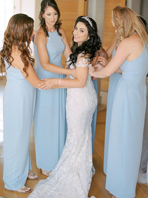 Beautiful Halter Sleeveless Floor-length Evening Dresses Party Long Bridesmaid Dresses.DB10677