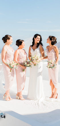 Simple V-neck Spaghetti Strap Slie Slit Long Bridesmaid Dresses.DB10230