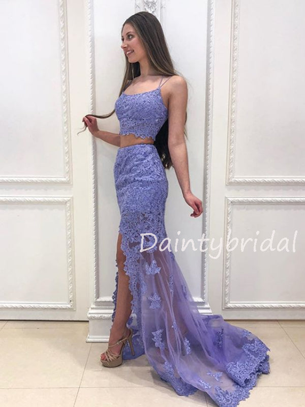 Charming Two-piece Tulle Mermaid Long Prom Dresses Evening Dresses.DB10532